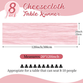 Yorcari light pink cheesecloth runner enhances table texture for elegant layouts