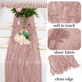 Yorcari dusty pink 20x120 inch runner adds texture to wedding tables.