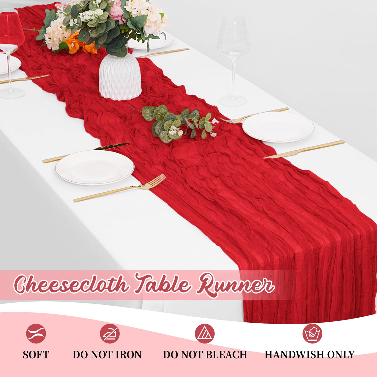 Yorcari romantic dining runner arranged for a celebratory meal setting