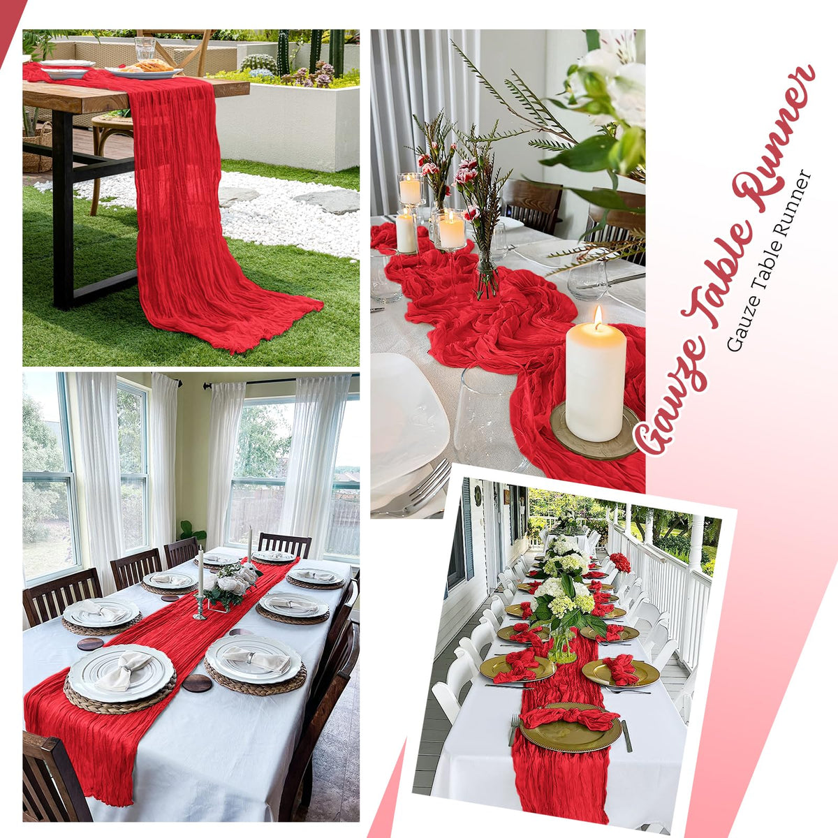 Yorcari rustic table decor runner displayed on a dining table with florals