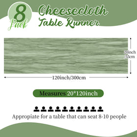 Yorcari sage green table runner draped on table for romantic ambiance.