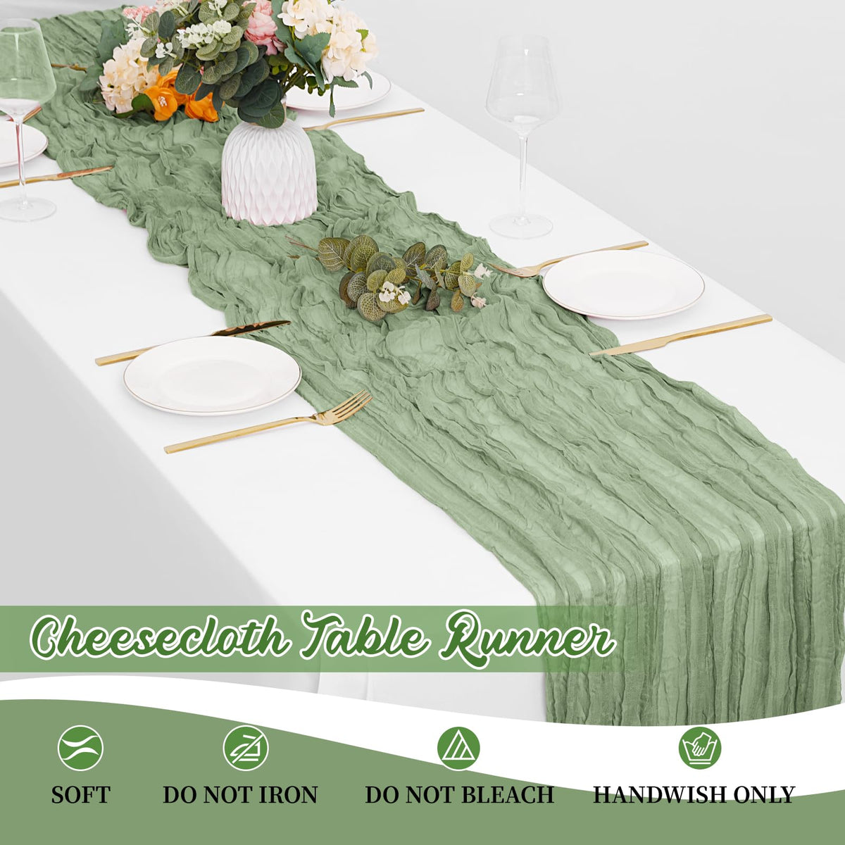 Yorcari soft-washable cheesecloth material shown in close-up texture.