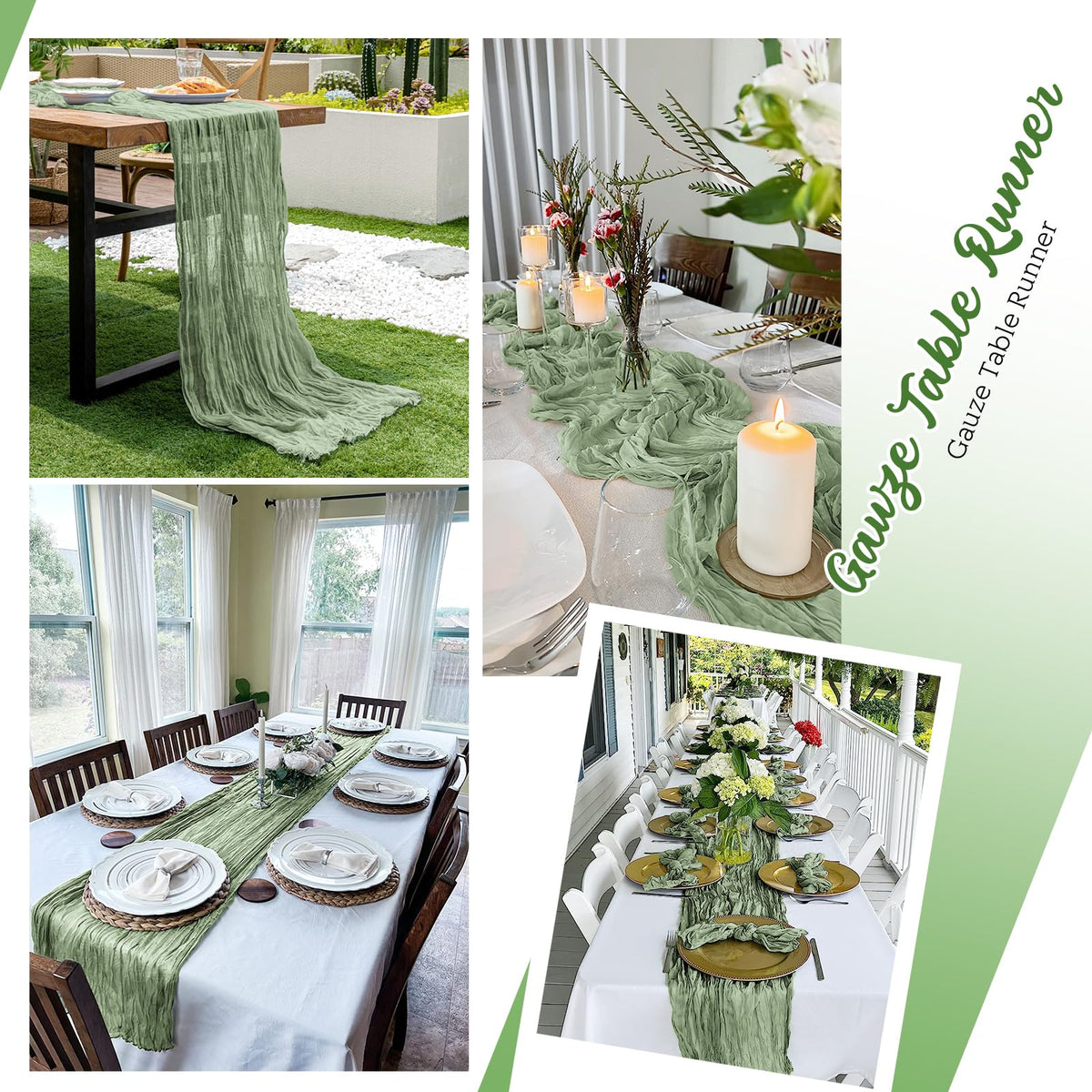 Yorcari wedding decor with runners paired with candles and flowers.