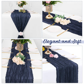 Yorcari navy runners on a table with candles and flowers for romance.