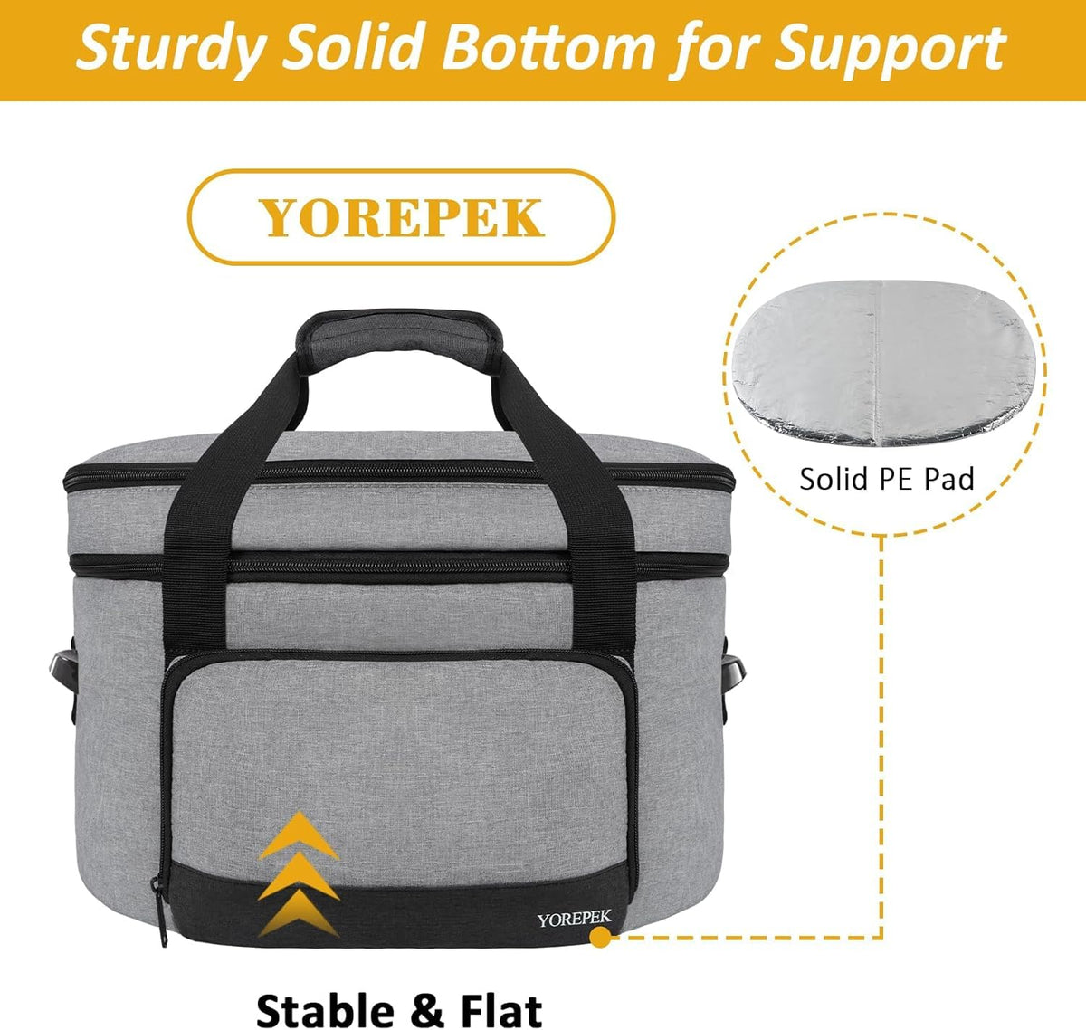 YOREPEK carrier strap-connections ensure crockpot stays secure during movement.