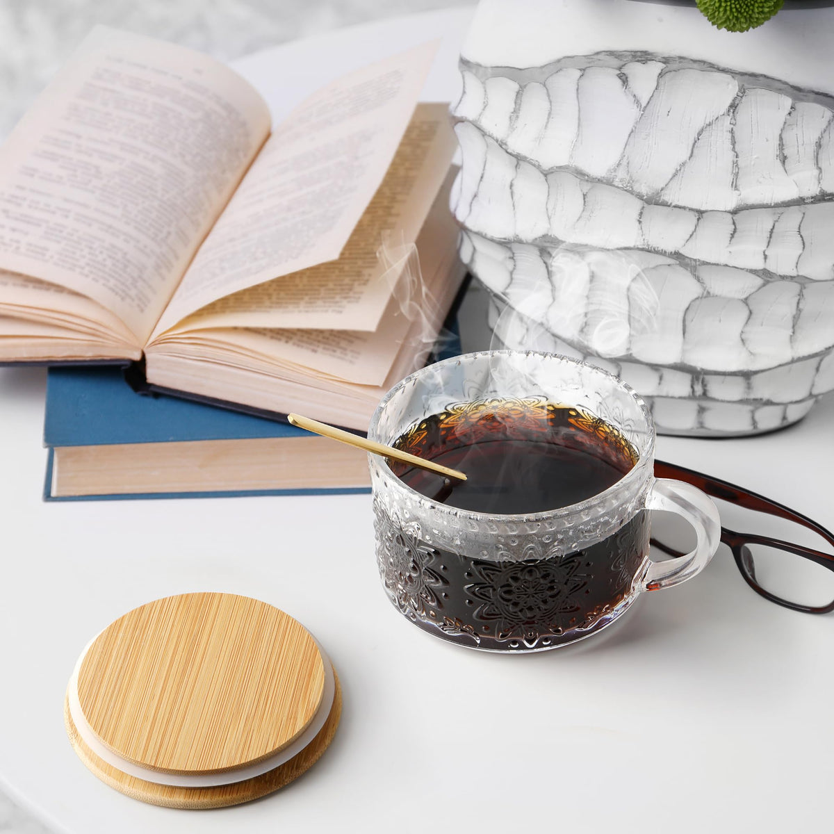 YORY dishwasher-safe glass mugs simplify cleanup while maintaining crystal clarity.