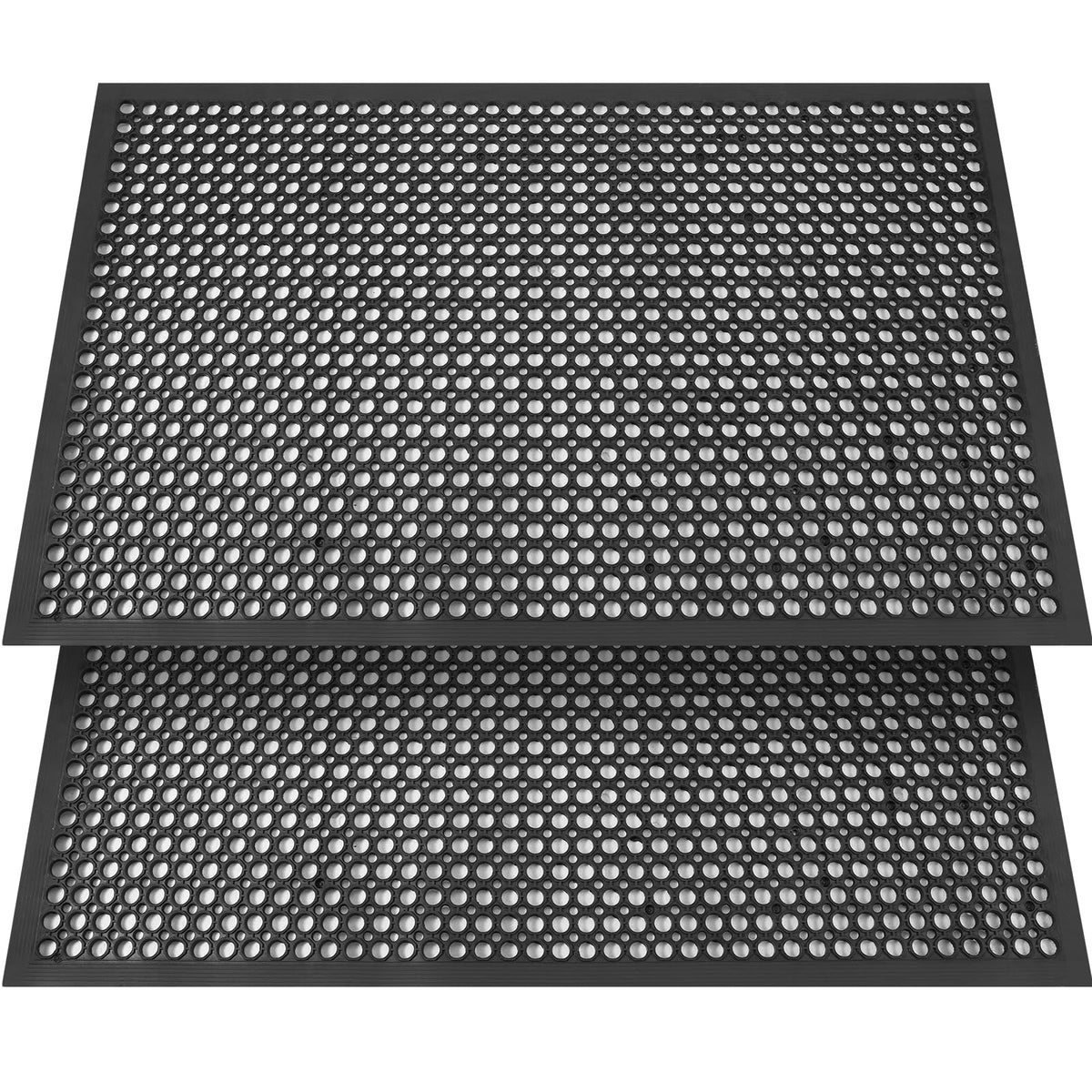 Yoshiko anti-fatigue mat 2-pack provides comfort with drainage for busy workspaces