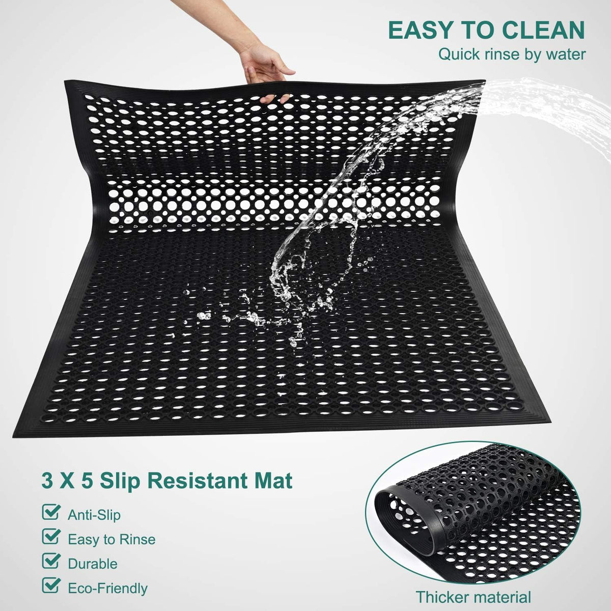 Yoshiko heavy-duty drain mat endures high-traffic use daily