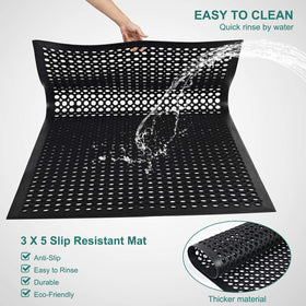 Yoshiko heavy-duty drain mat endures high-traffic use daily