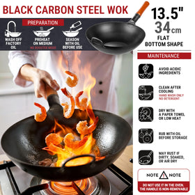 YOSUKATA 13.5-inch wok with ergonomic wooden handle