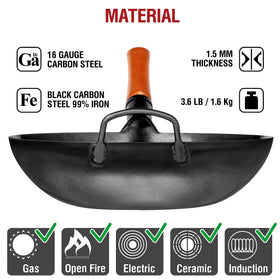 YOSUKATA 13.5-inch wok flat-bottom design on stovetop
