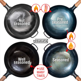 YOSUKATA care manual hints at seasoning and rust prevention.