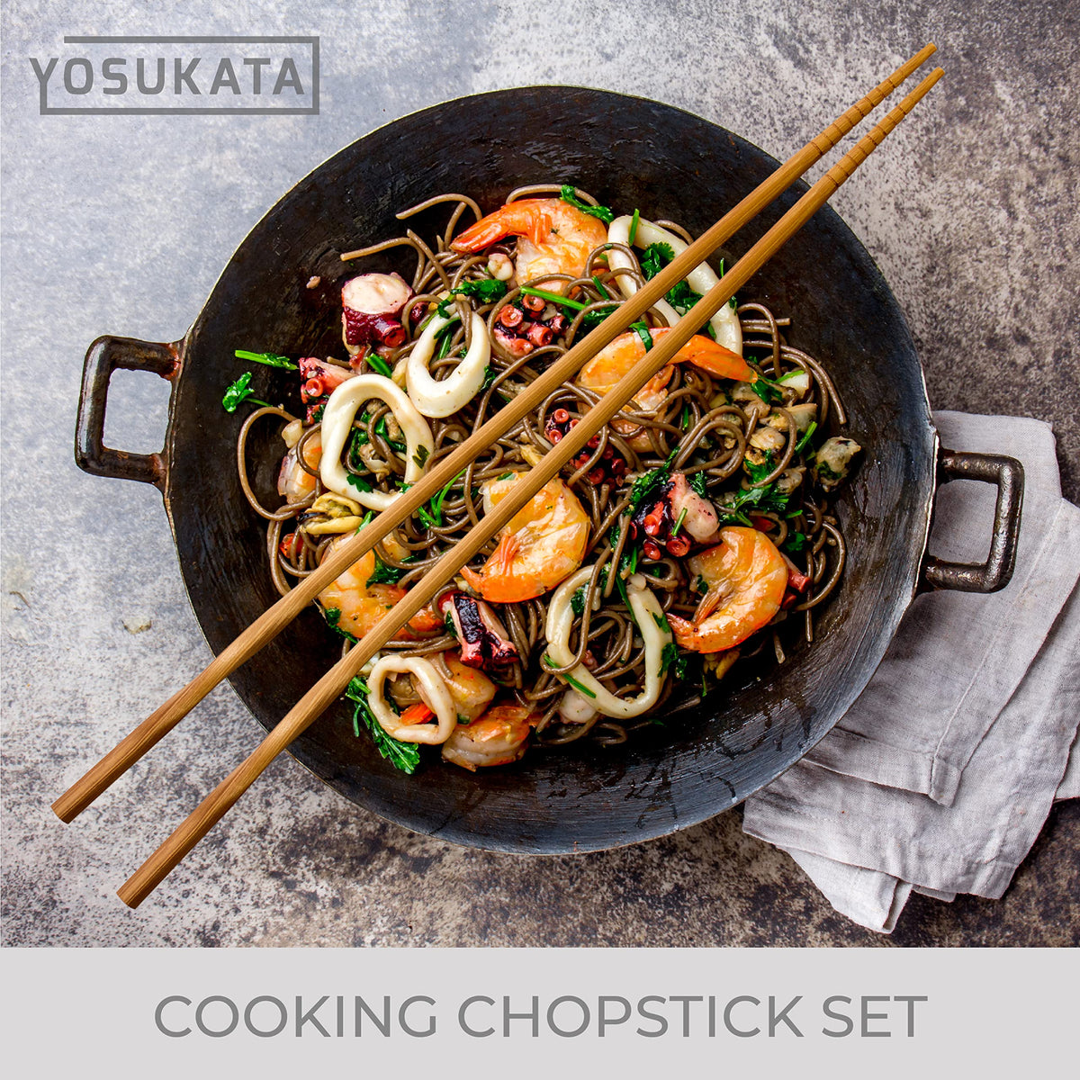 YOSUKATA bamboo chopsticks care guide emphasizing hand washing and drying.