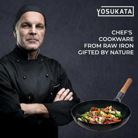 YOSUKATA multi-use wok pan suitable for indoor and outdoor cooking.