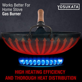 YOSUKATA outdoor camping wok on open flame.