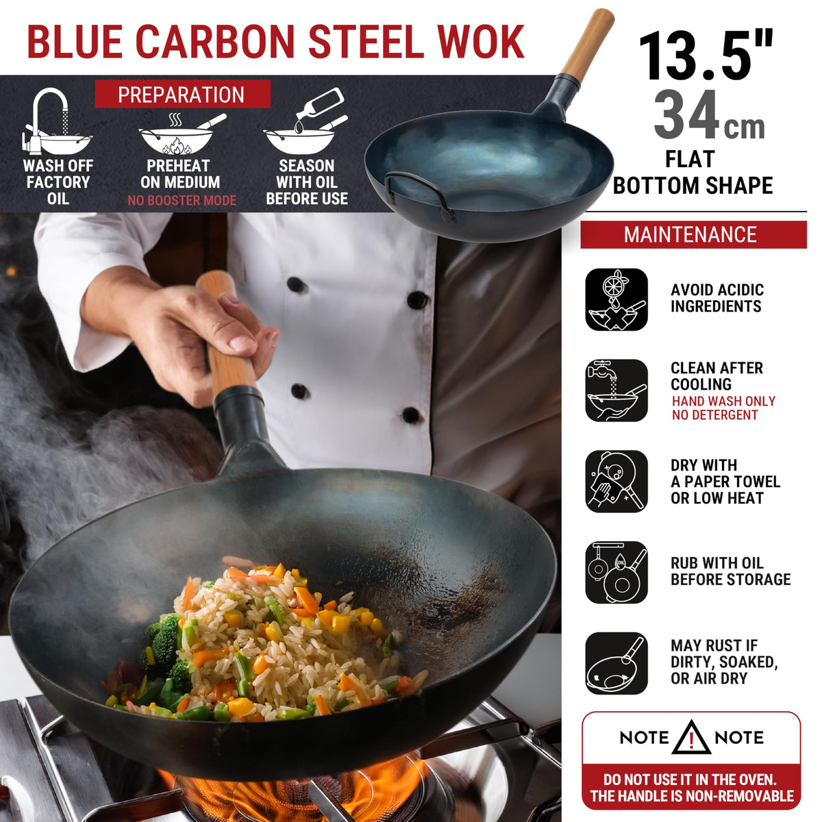 YOSUKATA pre-seasoned wok ready to use for fast, healthy high-heat cooking.