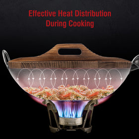 YOSUKATA wood lid protects kitchen surfaces from splatters while cooking