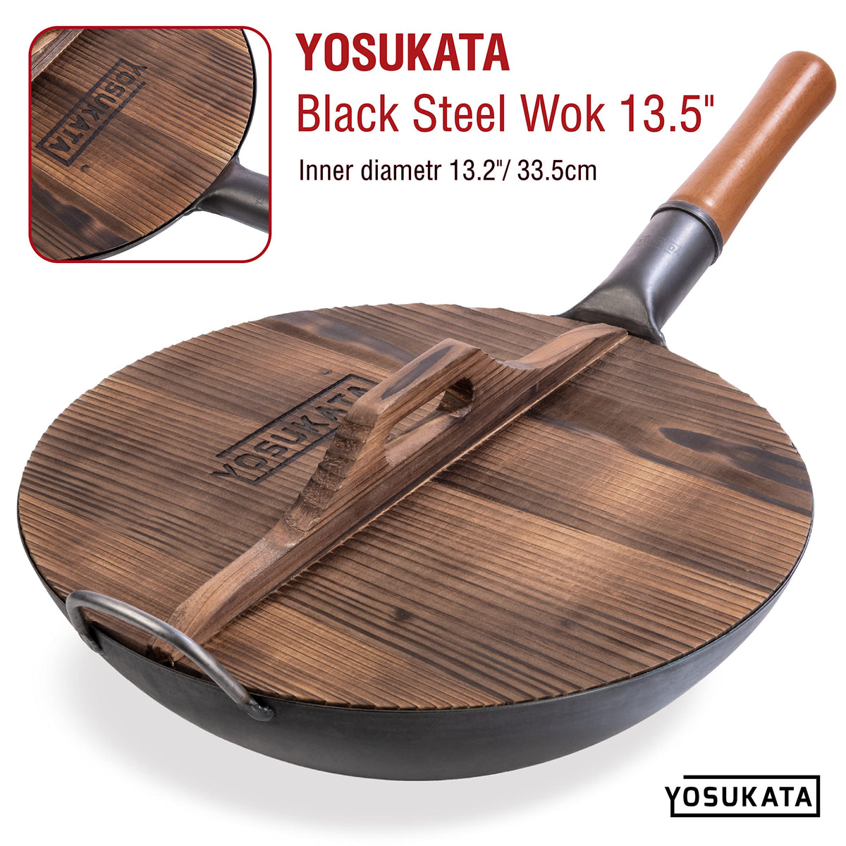 YOSUKATA wok cover with carbonized finish that is durable and lightweight