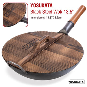 YOSUKATA wok cover with carbonized finish that is durable and lightweight