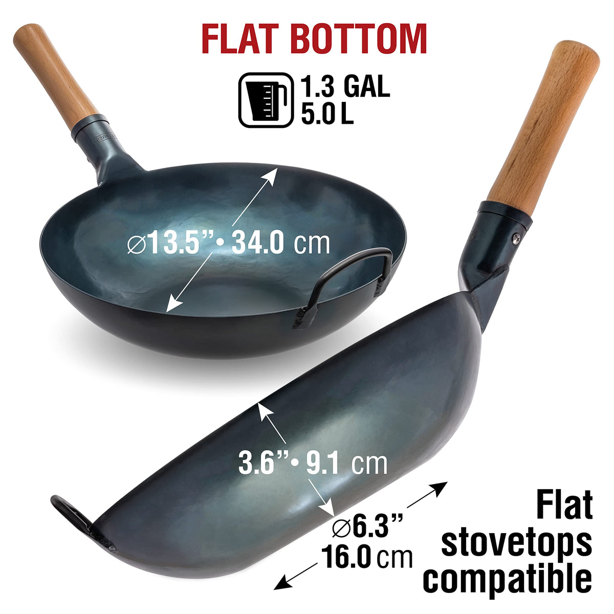 YOSUKATA wok with wooden handle offers safe, comfortable grip during long cooking sessions.