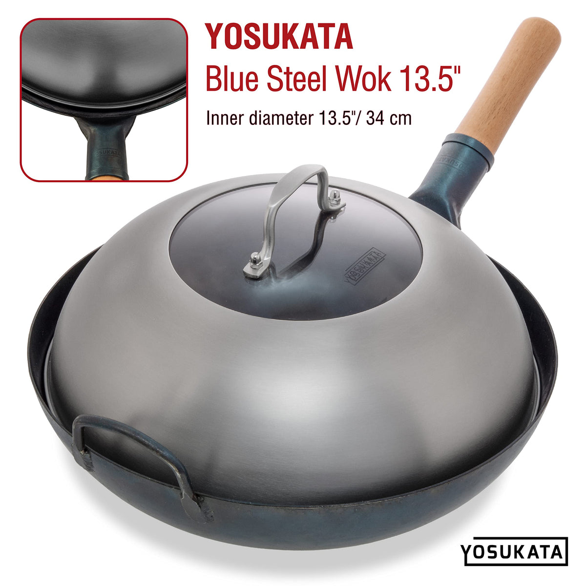 Dishwasher-safe YOSUKATA wok lid for quick and easy cleanup.