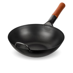 YOSUKATA 11.8-inch wok front view shows large cooking surface for even heating and stir-fries.