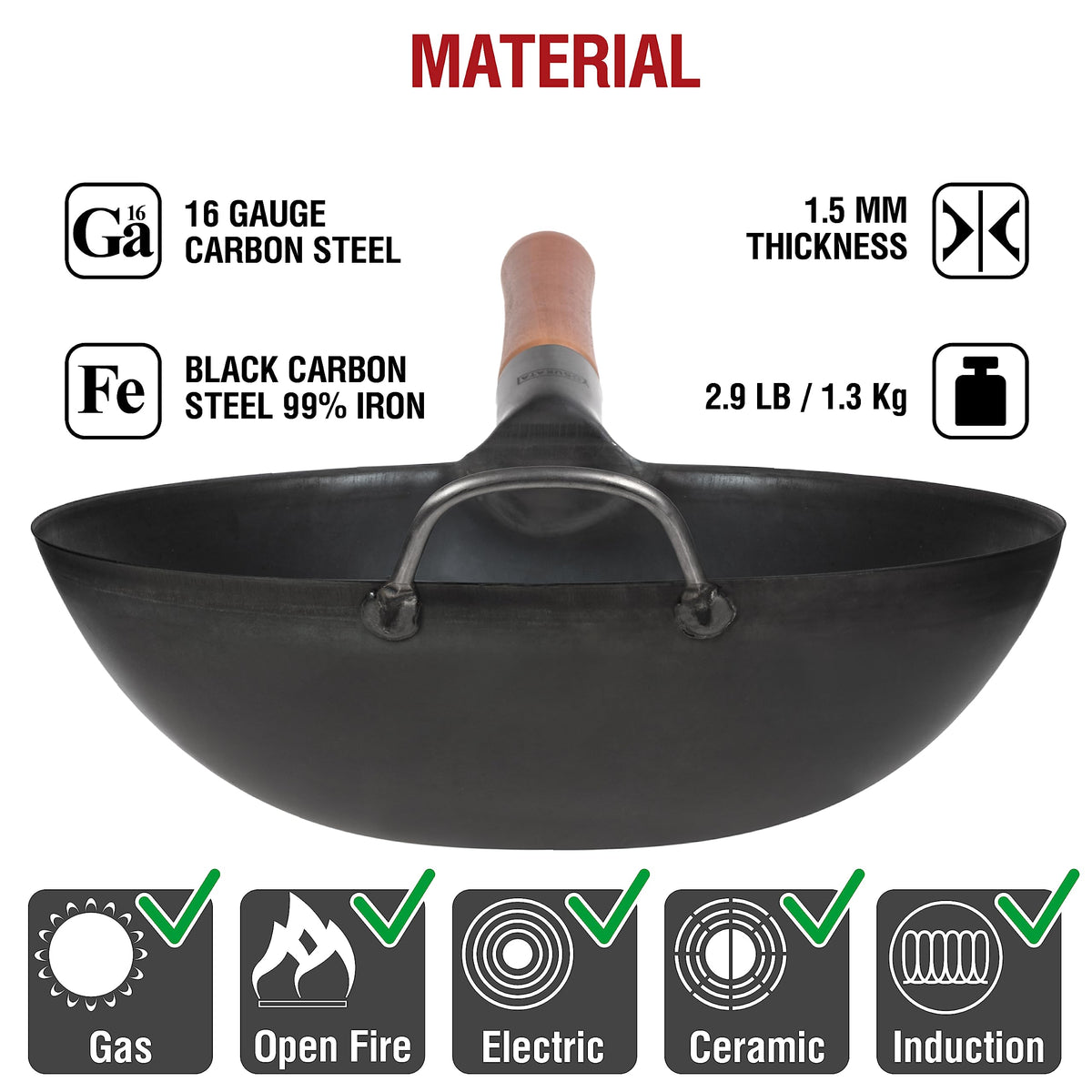 YOSUKATA pre-seasoned coating image communicates ready-to-use performance and natural non-stick foundation.