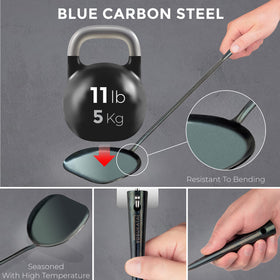 YOSUKATA wok utensils grip detail showing comfortable, secure handling