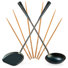 YOSUKATA wok spatula 17-inch blue carbon steel for durable flipping and control