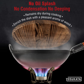 YOSUKATA 13.2-inch lid fits wok sizes securely for even heating