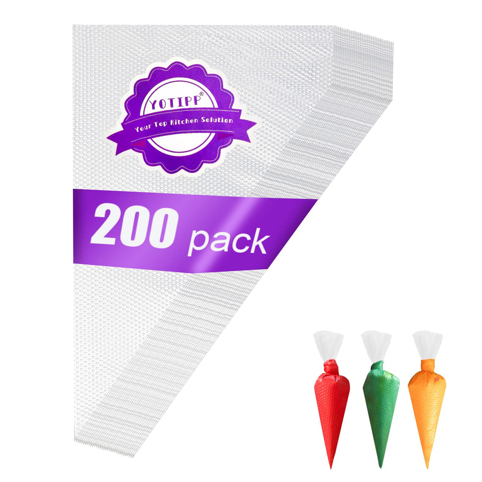 YOTIPP disposable pastry bag, 12 inch, 200-pack, convenient for quick decorating.