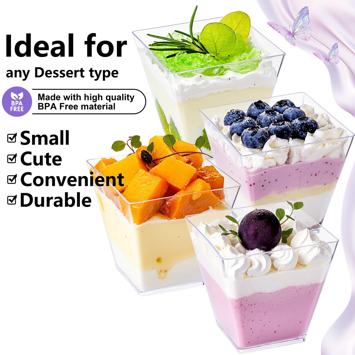 YOUBET square stackable cups demonstrating secure transport and storage.