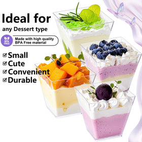 YOUBET square stackable cups demonstrating secure transport and storage.