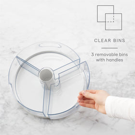 YouCopia Crazy Susan 360-degree rotation provides quick access to items in cabinets.