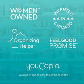 YouCopia Crazy Susan fits inside most cabinets with a 10.4 inch diameter.