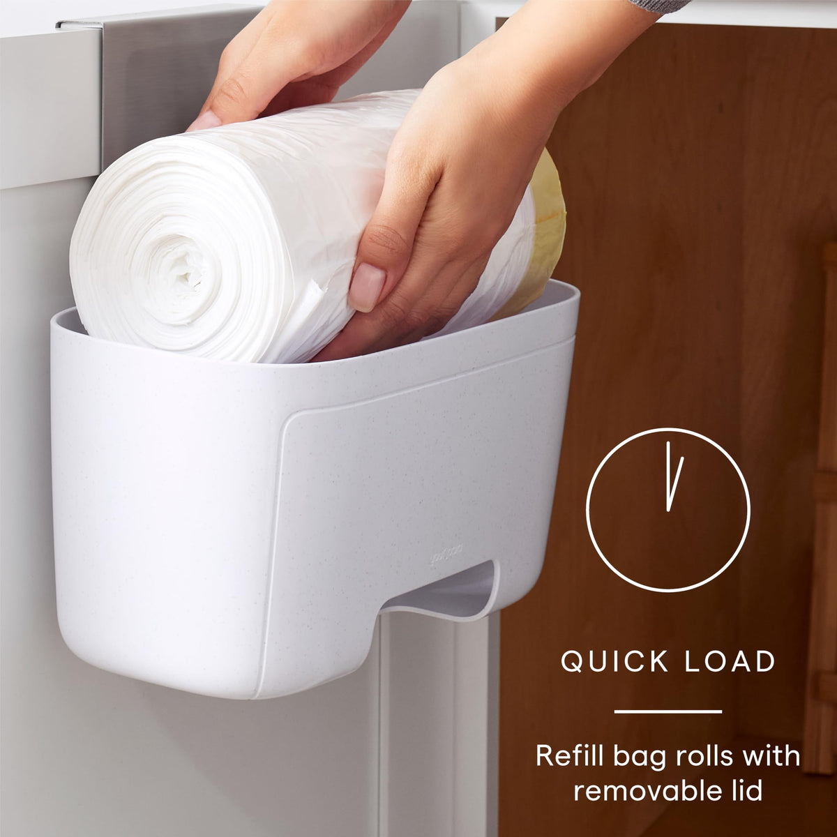 YouCopia DoorStash over-door bracket protects cabinets gently