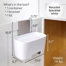 YouCopia DoorStash speckled white body blends with kitchen decor