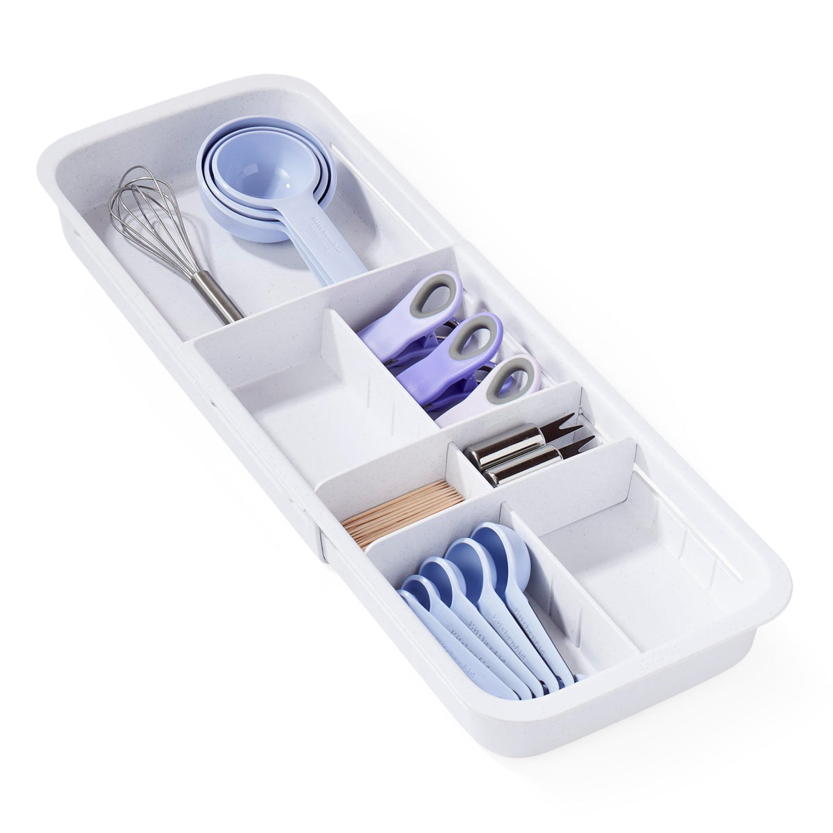 YouCopia DrawerFit tray extended to fit large drawers for extra storage