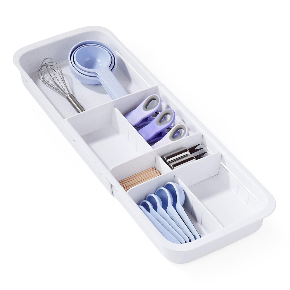 YouCopia DrawerFit tray extended to fit large drawers for extra storage