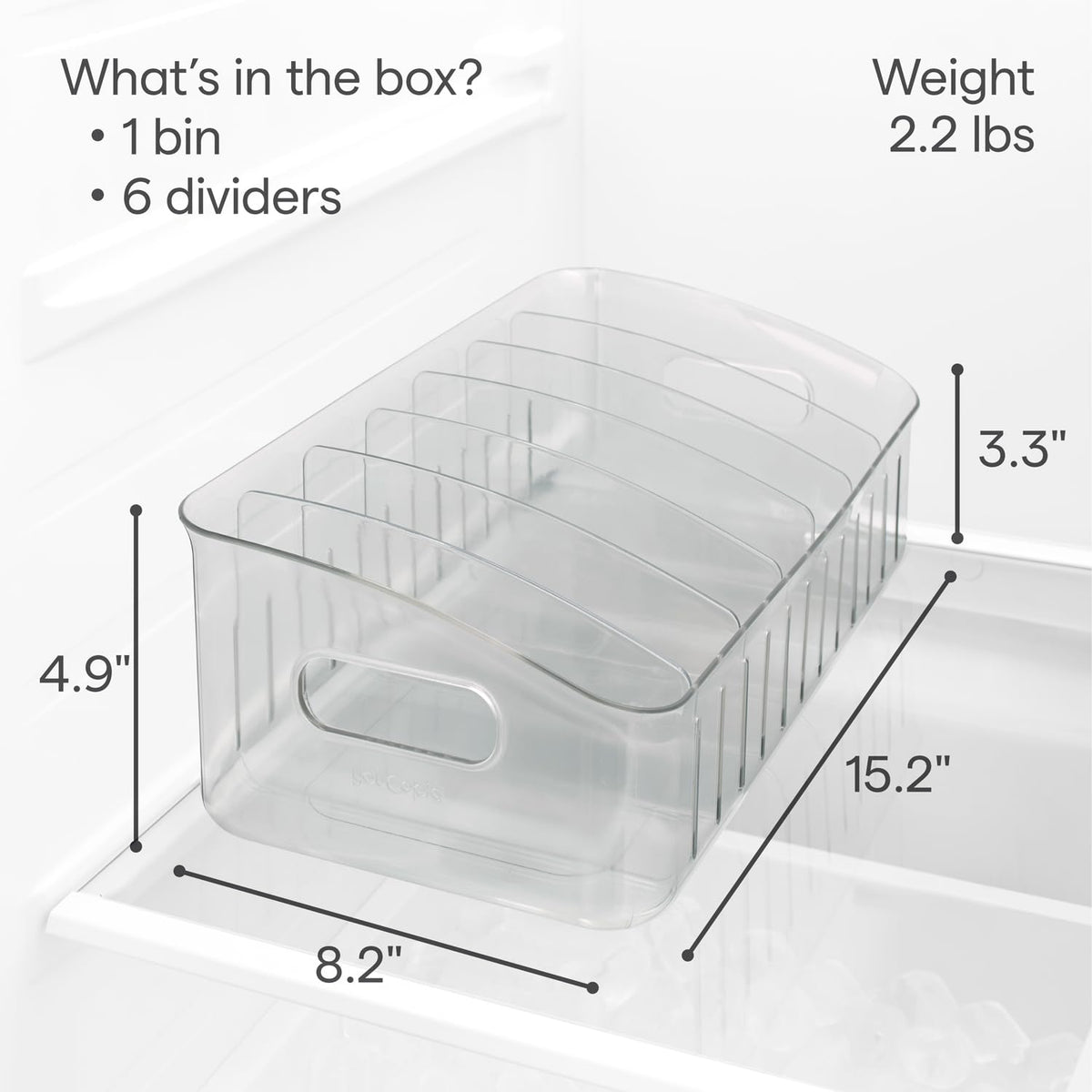 YouCopia FreezeUp slanted side-wall speeds item retrieval.