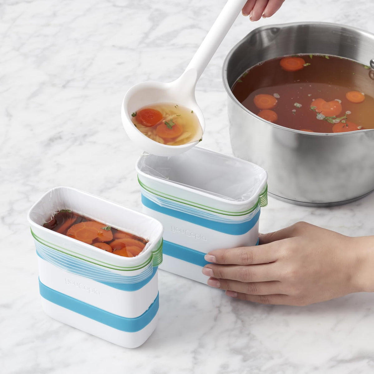 YouCopia FreezeUp compact mold dimensions support organized freezer storage.