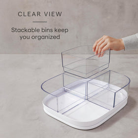 YouCopia MagicTrack BPA-free speckled white material is easy to wipe clean.