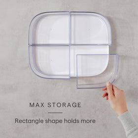 YouCopia MagicTrack four clear bins let you see snacks and packets at a glance.