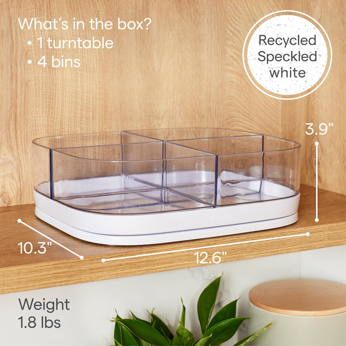 YouCopia MagicTrack non-slip feet keep the unit steady on shelves.