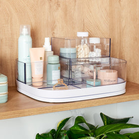 YouCopia MagicTrack pantry organizer fits kitchens and bathrooms for versatile storage.