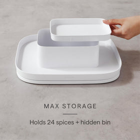 YouCopia MagicTrack rectangle turntable side view demonstrates stable, non-slip feet