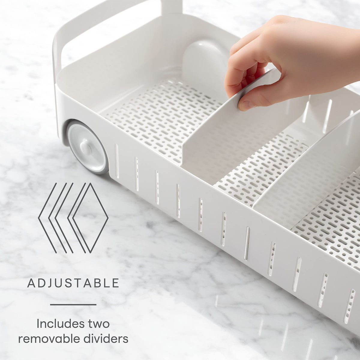 YouCopia RollOut Caddy adjustable dividers create customizable compartments for bottles