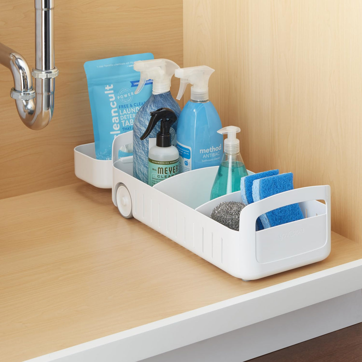 YouCopia RollOut Caddy compact dimensions fit standard lower cabinets