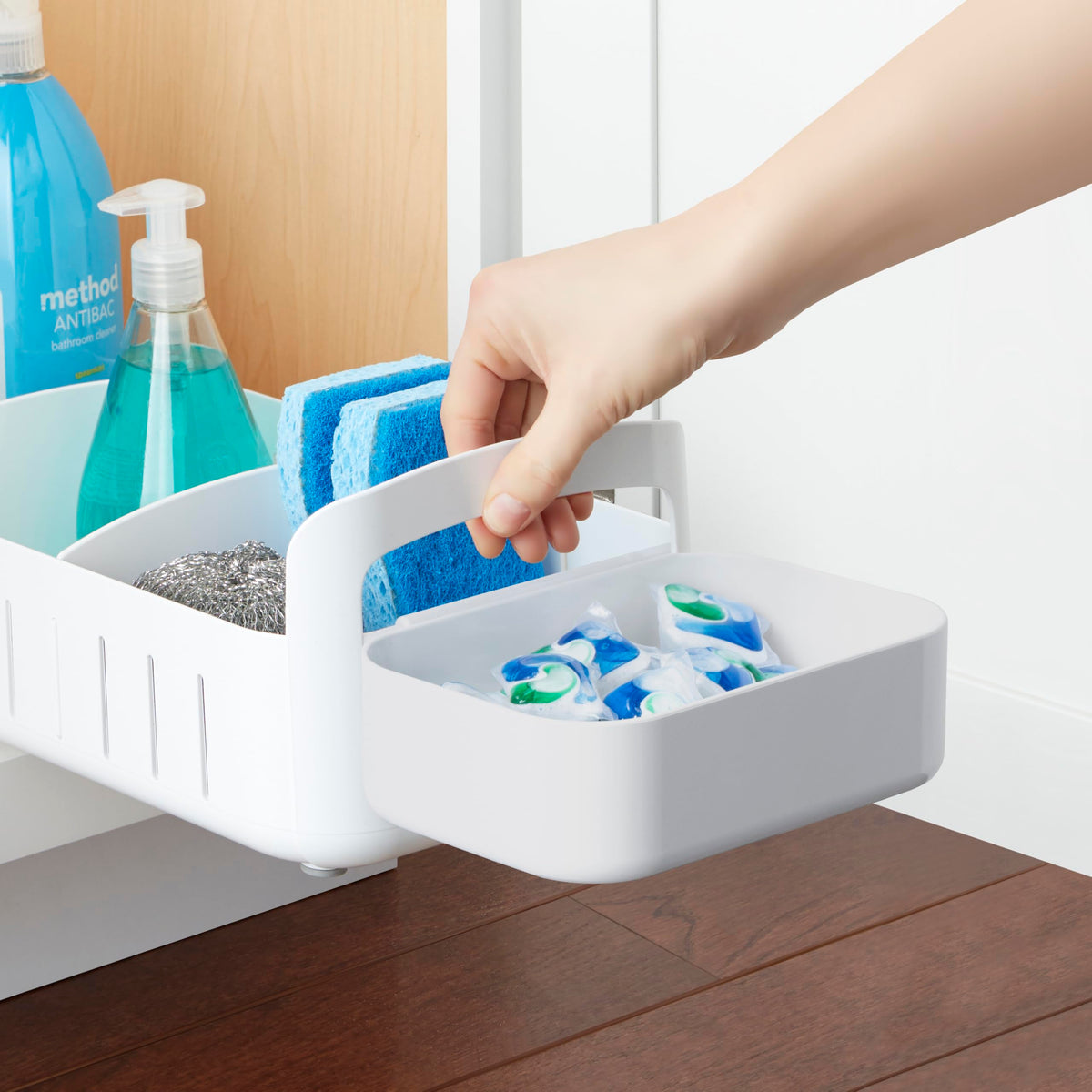 YouCopia RollOut Caddy sturdy handles help you pull it out for tasks