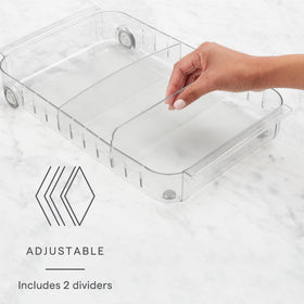 YouCopia RollOut Fridge Caddy adjustable dividers create custom compartments